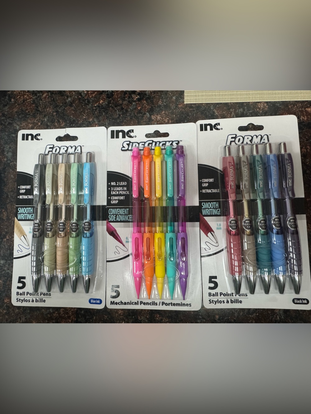 Inc forma ballpoint pens smooth writing set of 3